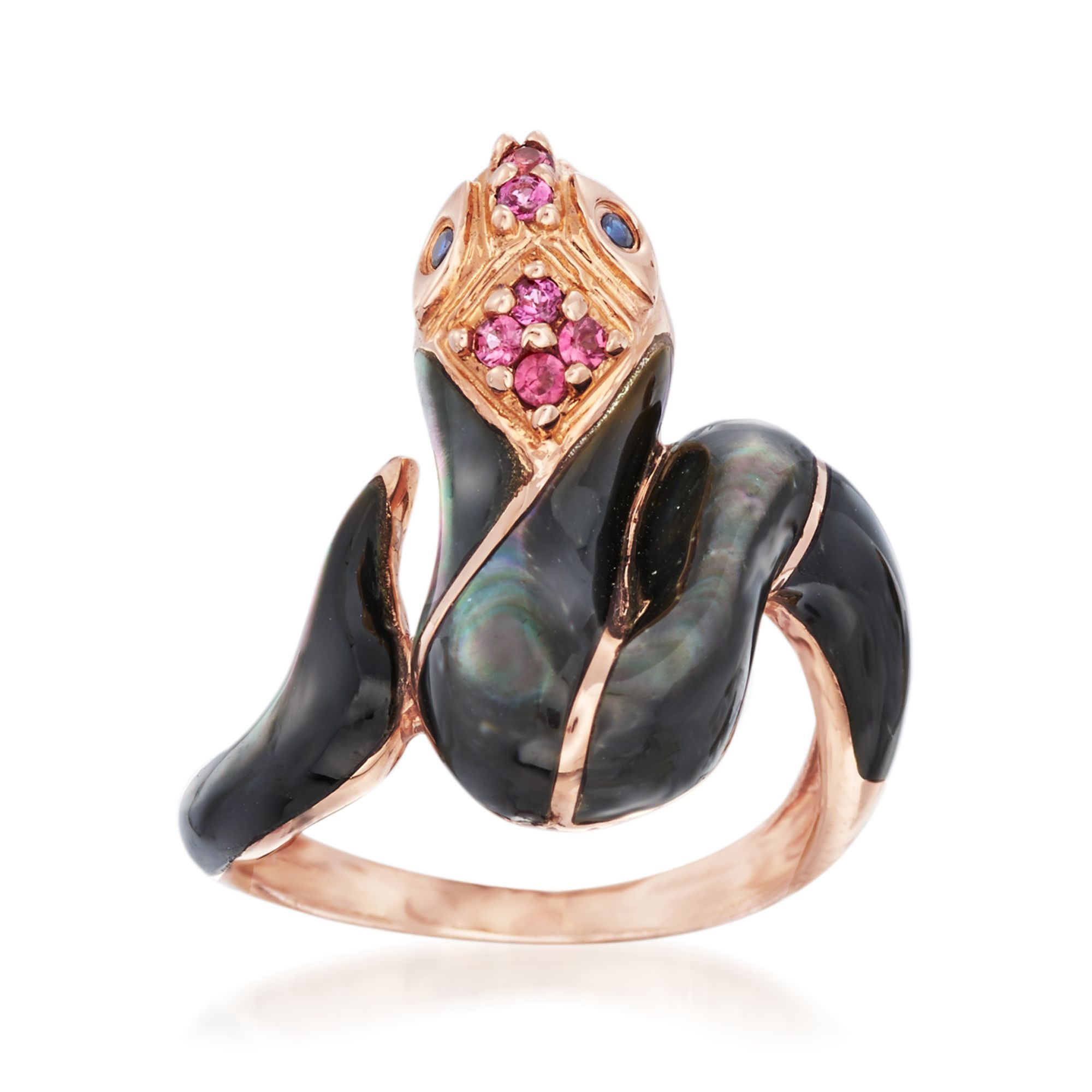 Black Mother-Of-Pearl Snake Ring with .10 ct. t.w. Purple