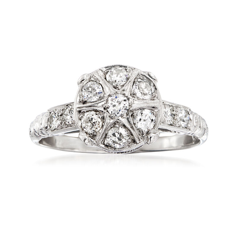 C. 1980 Vintage .55 ct. t.w. Diamond Cluster Ring in 18kt White Gold image number 0