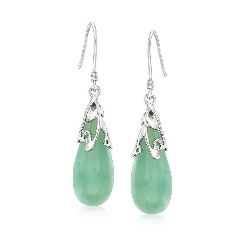 Jade Teardrop Earrings in Sterling Silver image number 0