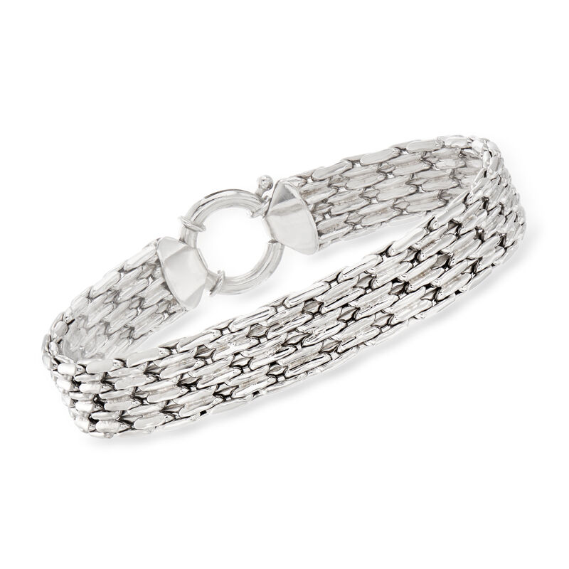 Sterling Silver Basketweave Bracelet. 7&quot; image number 0