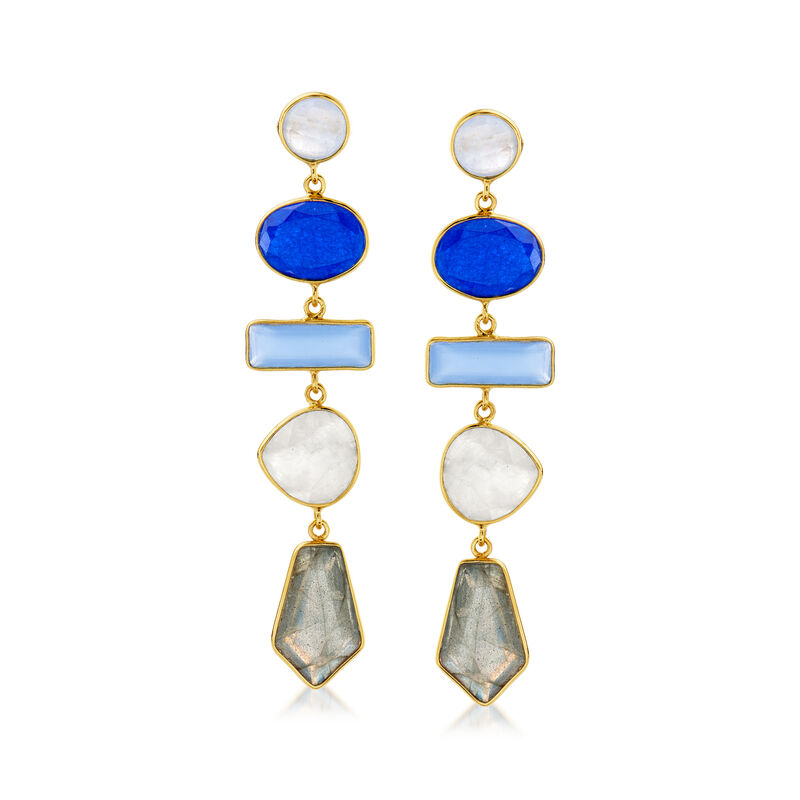 12.80 ct. t.w. Multi-Gemstone Drop Earrings in 18kt Gold Over Sterling image number 0