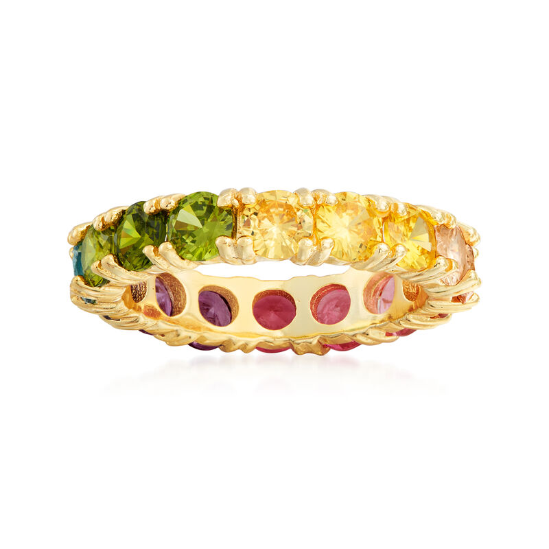 3.00 ct. t.w. Multicolored CZ Eternity Band in 18kt Gold Over Sterling image number 4