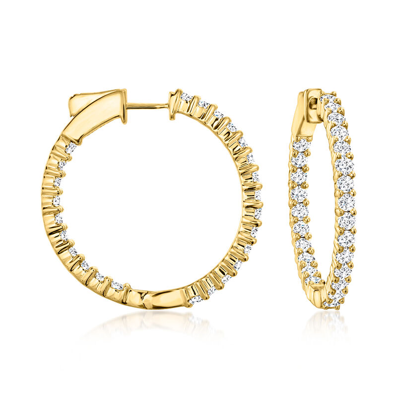 2.00 ct. t.w. Diamond Inside-Outside Hoop Earrings in 18kt Gold Over Sterling. 1" image number 0