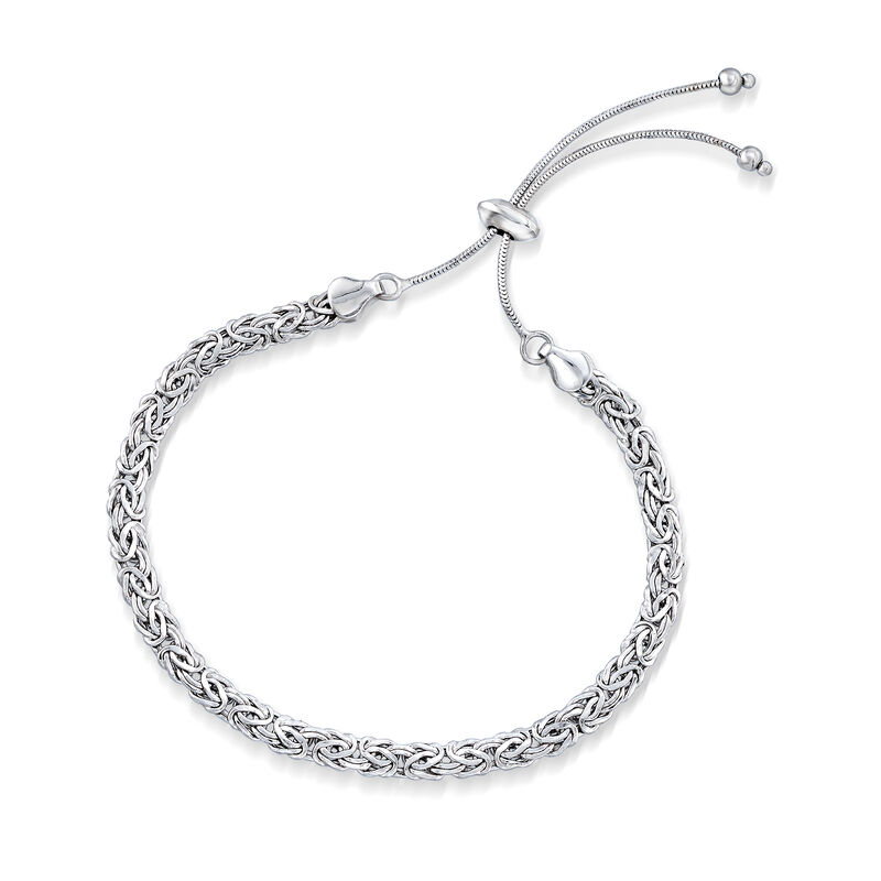 14kt White Gold Byzantine Bolo Bracelet image number 2