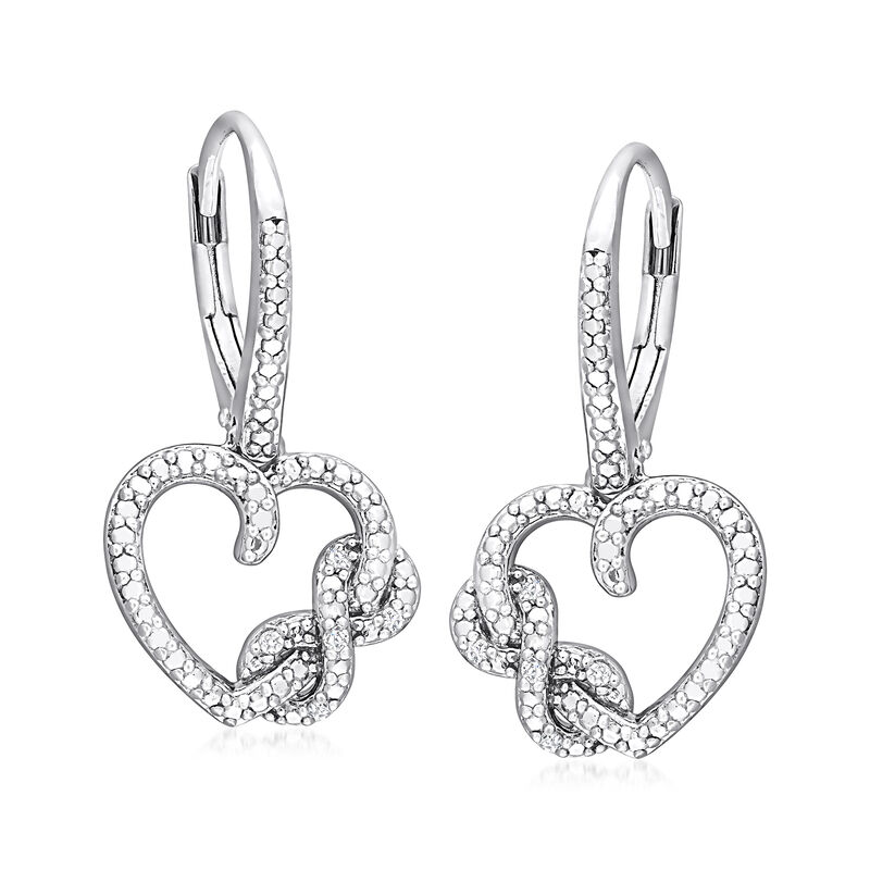 Diamond-Accented Heart and Infinity Symbol Drop Earrings in Sterling Silver image number 0