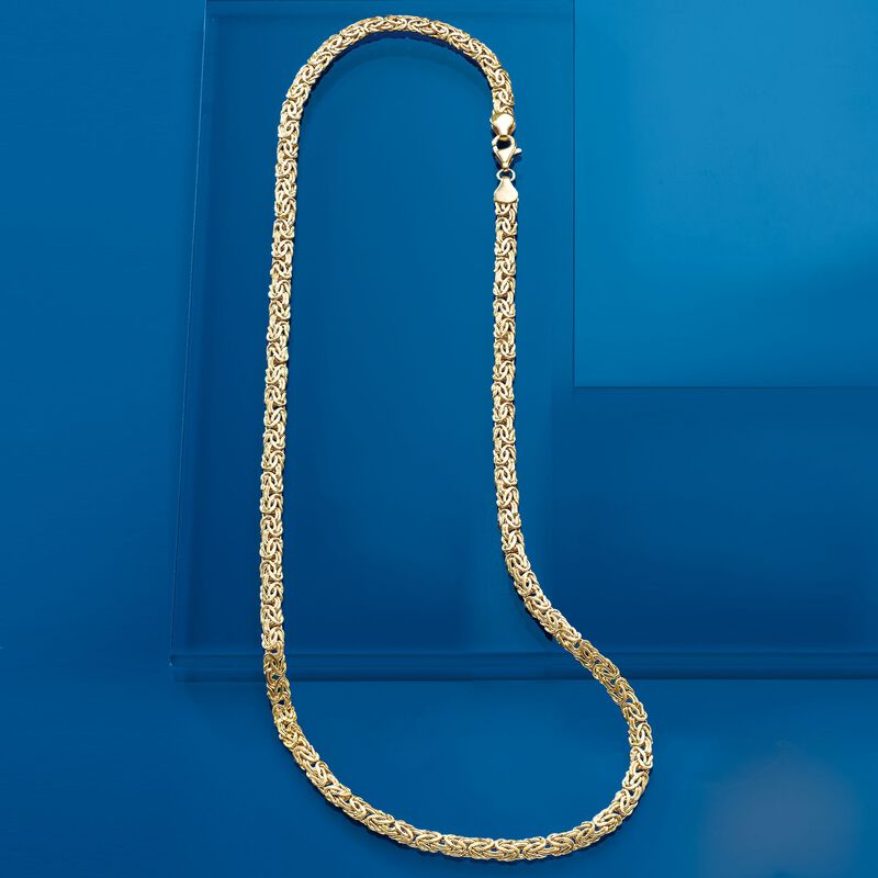 4mm 14kt Yellow Gold Byzantine Necklace image number 2