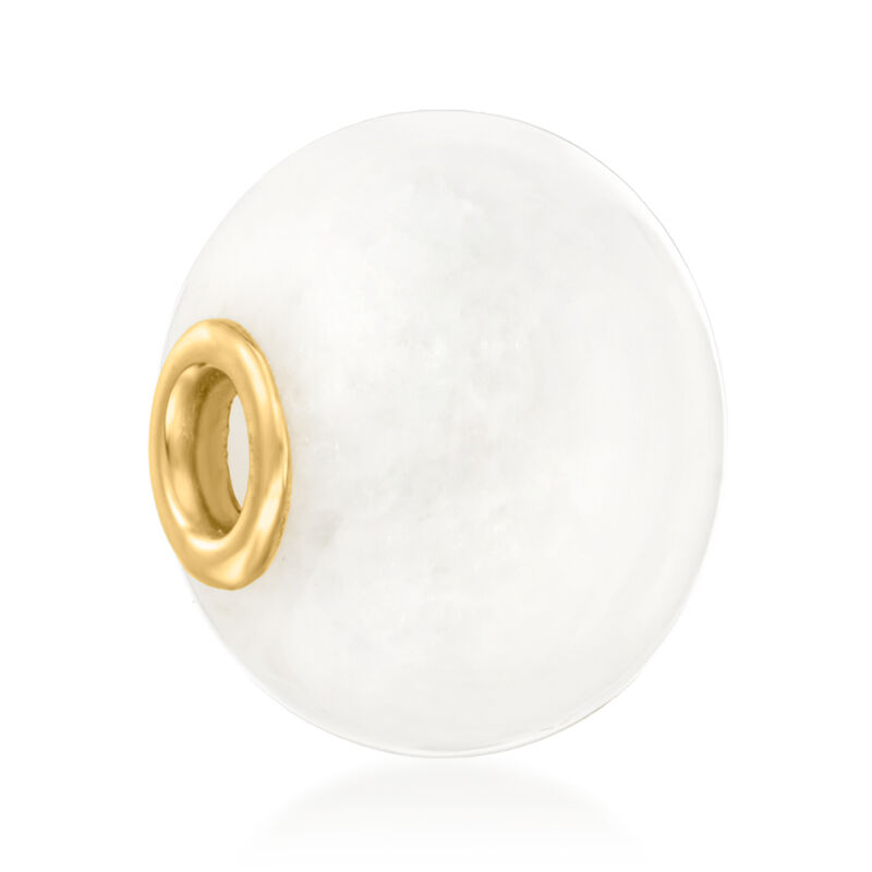 White Kunlun Jade Bead Pendant with 14kt Yellow Gold image number 2