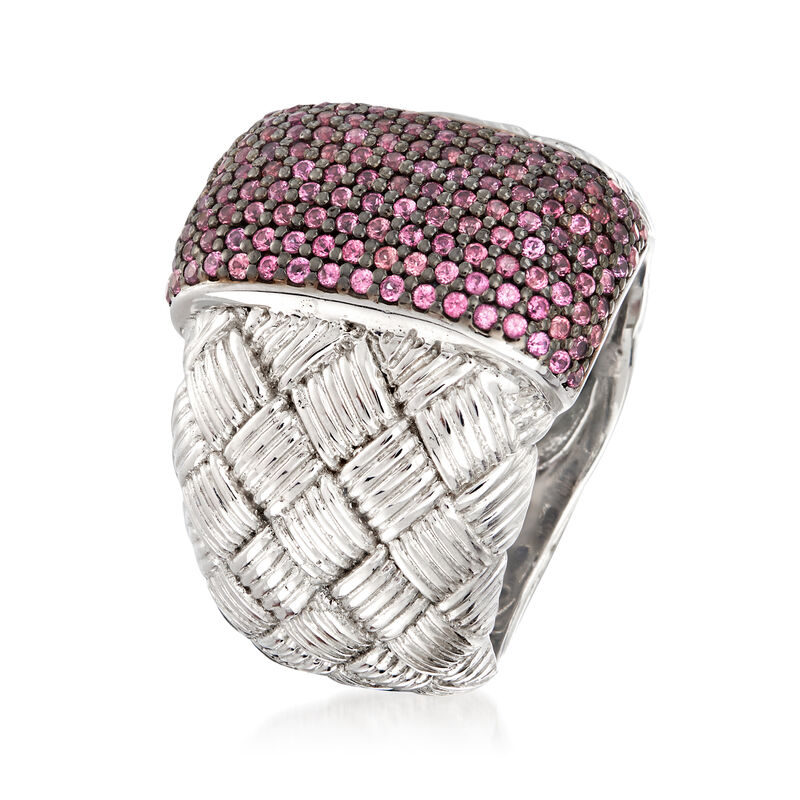 .90 ct. t.w. Rhodolite Garnet Braided Ring in Sterling Silver image number 3