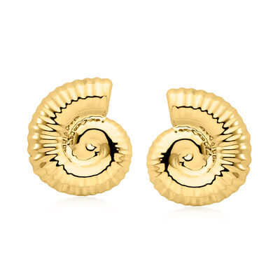 Italian 18kt Gold Over Sterling Spiral Seashell Earrings