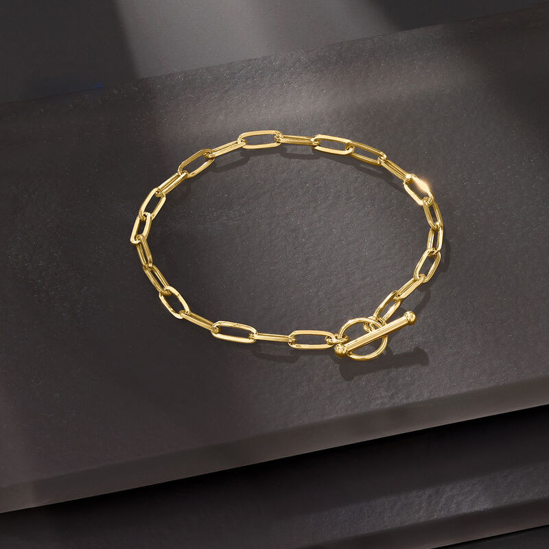 14kt Yellow Gold Paper Clip Link Toggle Bracelet image number 2