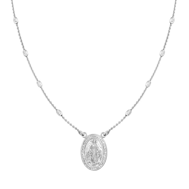 Italian Sterling Silver Miraculous Medal Bead Station Necklace image number 4