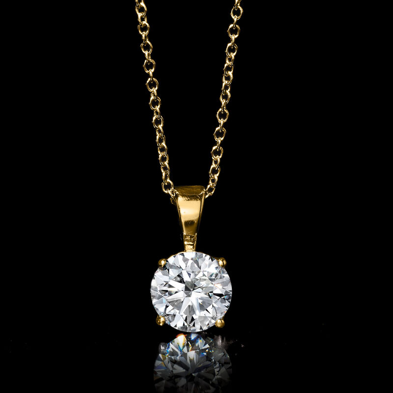 1.00 Carat Lab-Grown Diamond Solitaire Necklace in 14kt Yellow Gold image number 3