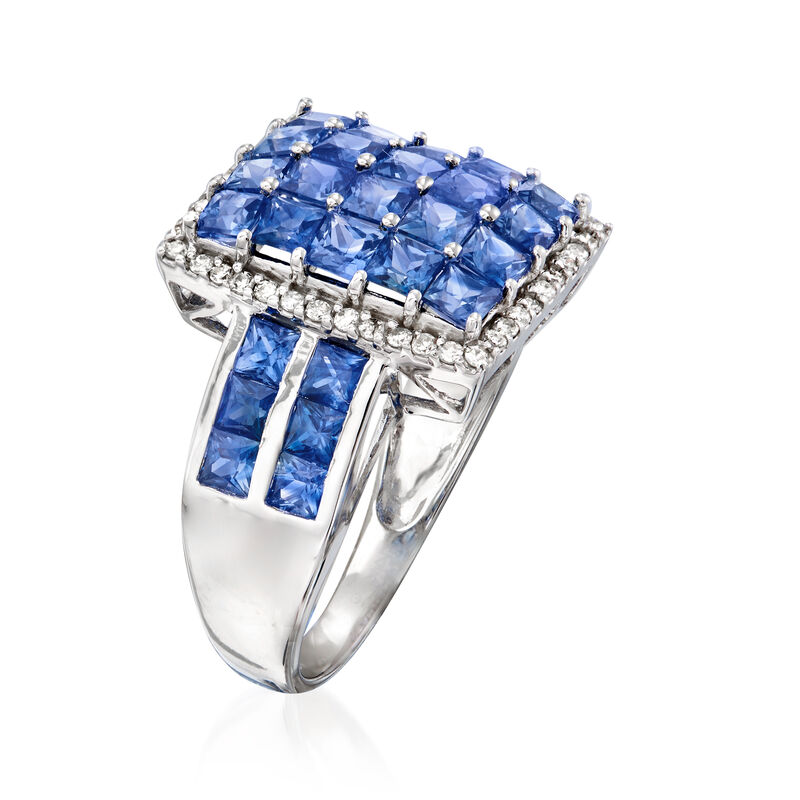 3.50 ct. t.w. Sapphire and .22 ct. t.w. Diamond Ring in 14kt White Gold image number 2