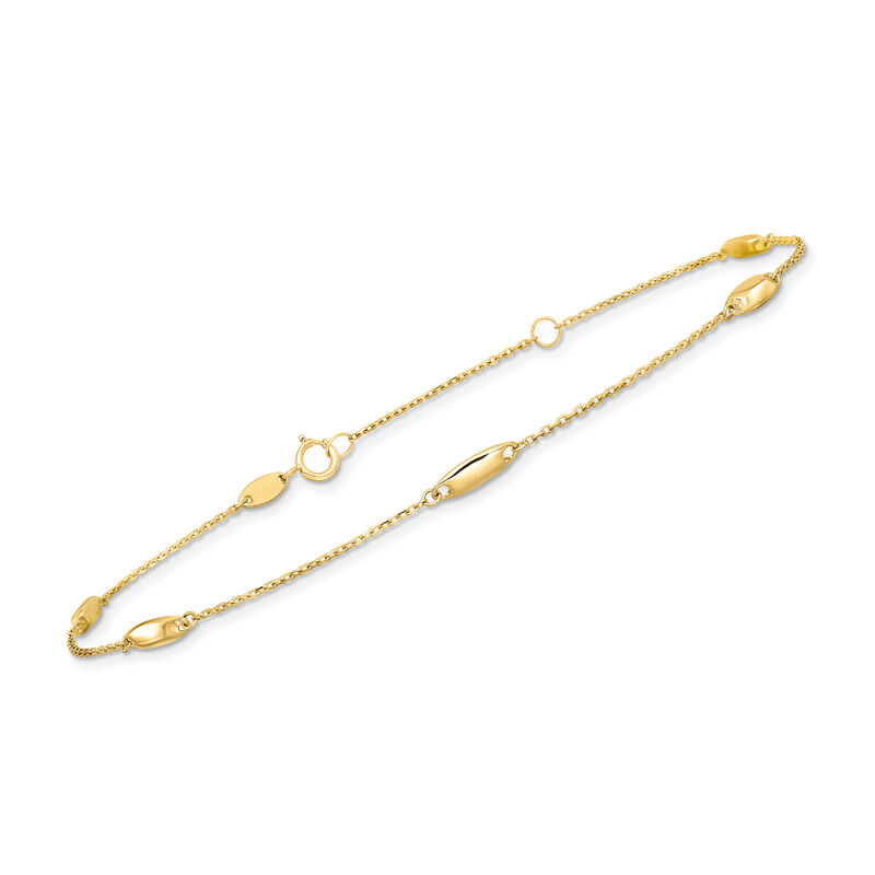 14kt Yellow Gold Station Anklet. 9&quot; image number 0
