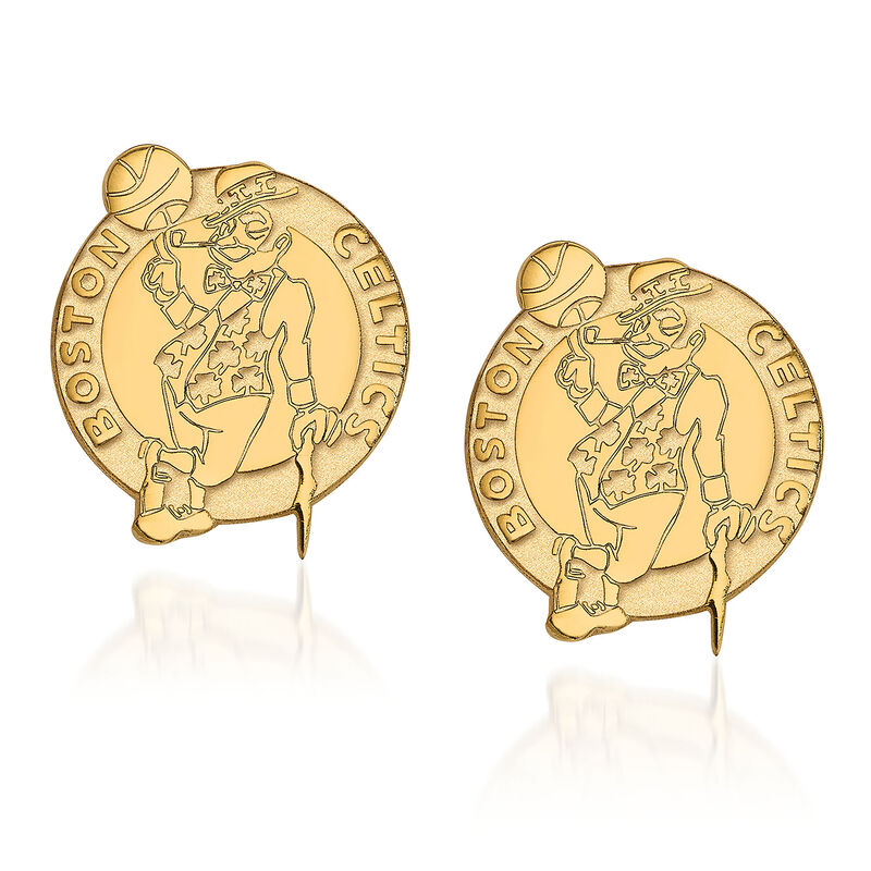 14kt Yellow Gold NBA Boston Celtics Logo Earrings image number 0