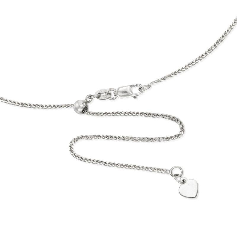 1mm 14kt White Gold Adjustable Wheat-Chain Necklace. 22&quot; image number 2