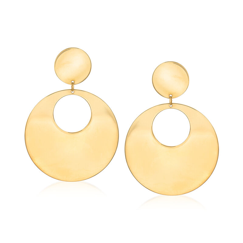 Italian 14kt Yellow Gold Open Circle Drop Earrings image number 0