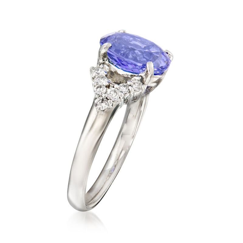 C. 1990 Vintage 2.70 Carat Tanzanite and .35 ct. t.w. Diamond Ring in Platinum image number 2