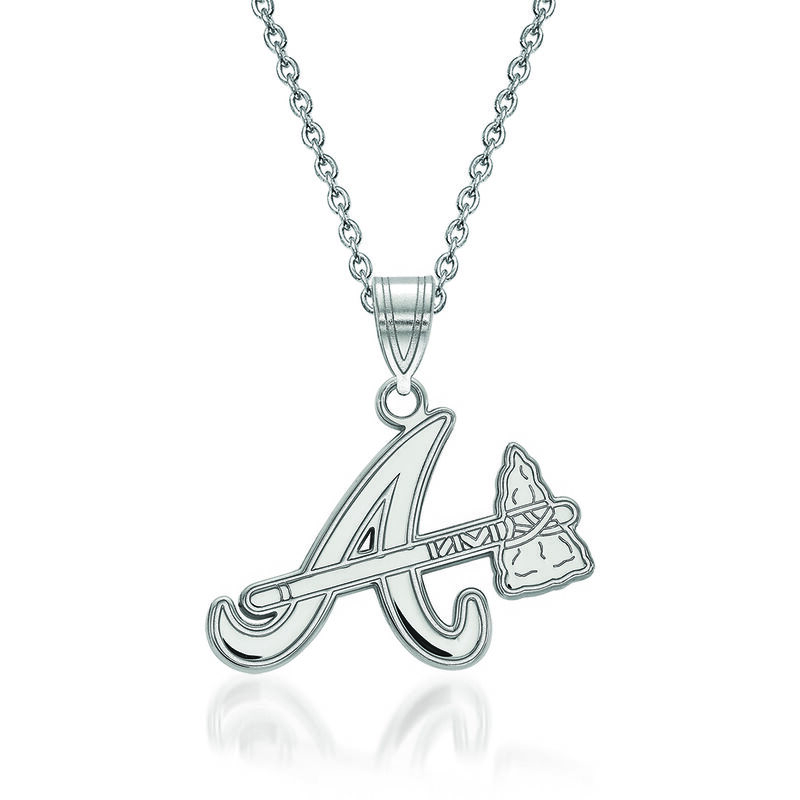 Sterling Silver MLB Atlanta Braves Pendant Necklace. 18&quot; image number 0