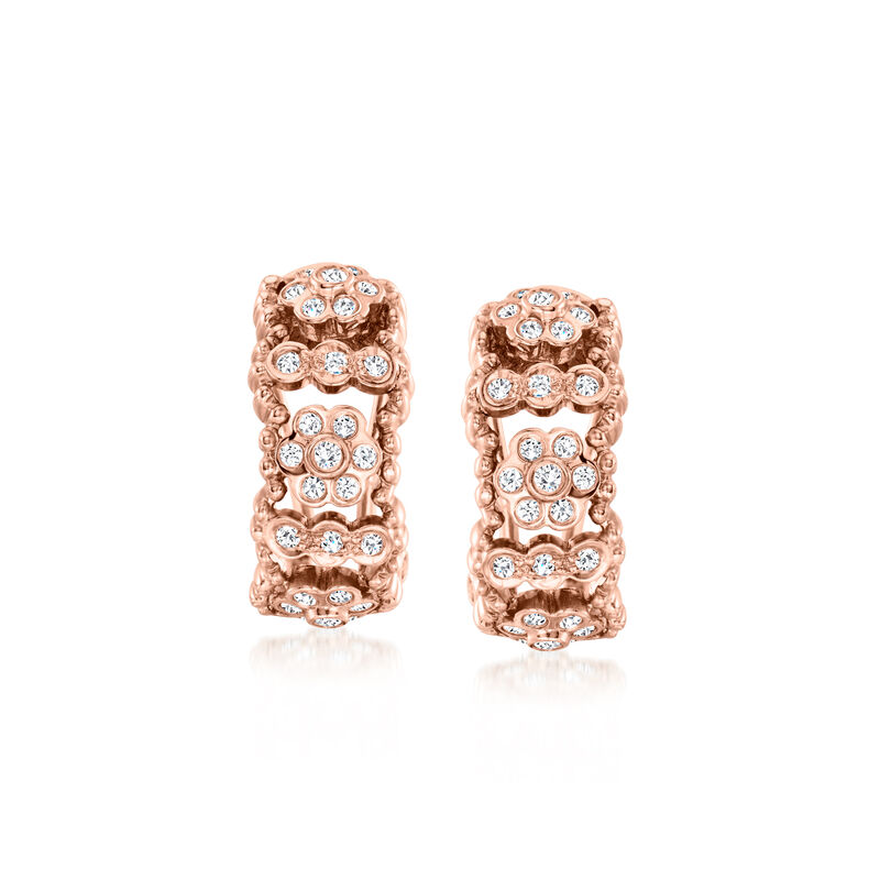 C. 1990 Vintage .60 ct. t.w. Diamond Curved Earrings in 18kt Rose Gold  image number 0