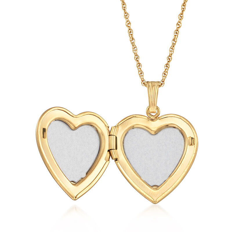 14kt Yellow Gold Floral Heart Locket Necklace image number 2