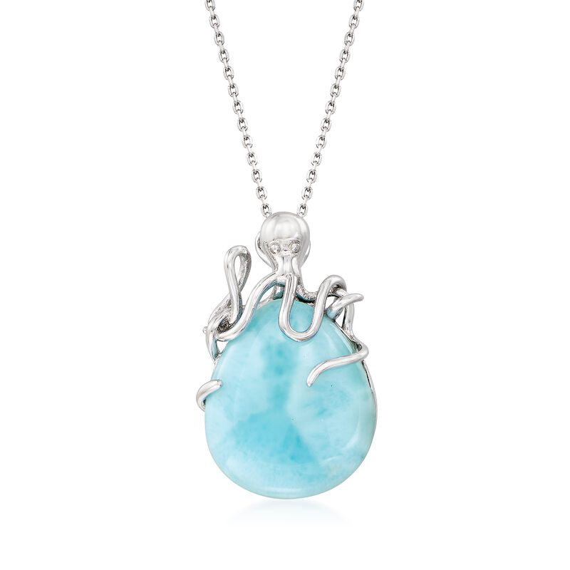 Larimar Octopus Pendant Necklace in Sterling Silver image number 0