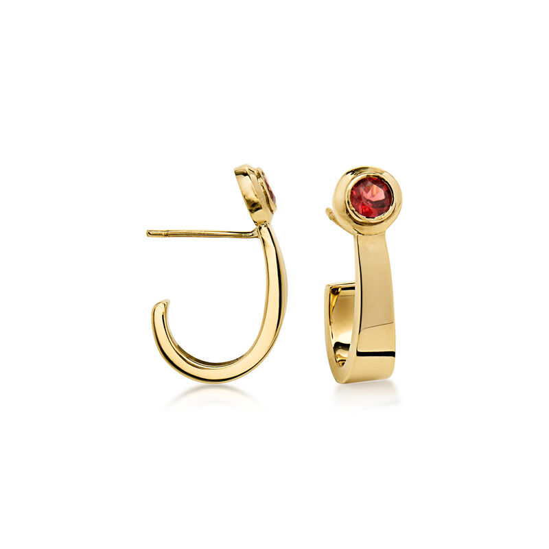 C. 1990 Vintage .50 ct. t.w. Garnet Curved Earrings in 14kt Yellow Gold image number 0