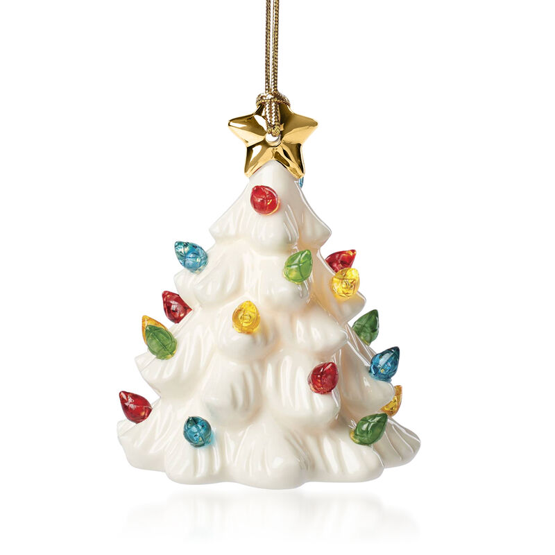 Lenox &quot;Treasured Traditions&quot; White Porcelain Light-Up Christmas Tree Ornament image number 0