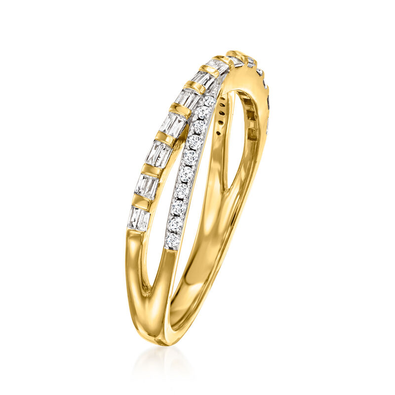 .25 ct. t.w. Diamond Crisscross Ring in 18kt Gold Over Sterling image number 2