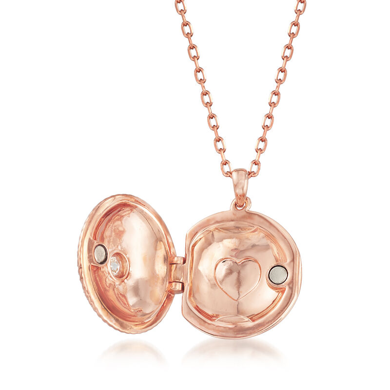 Swarovski Crystal Locket Pendant Necklace in Rose Gold-Plated Metal. 16.5&quot; image number 3