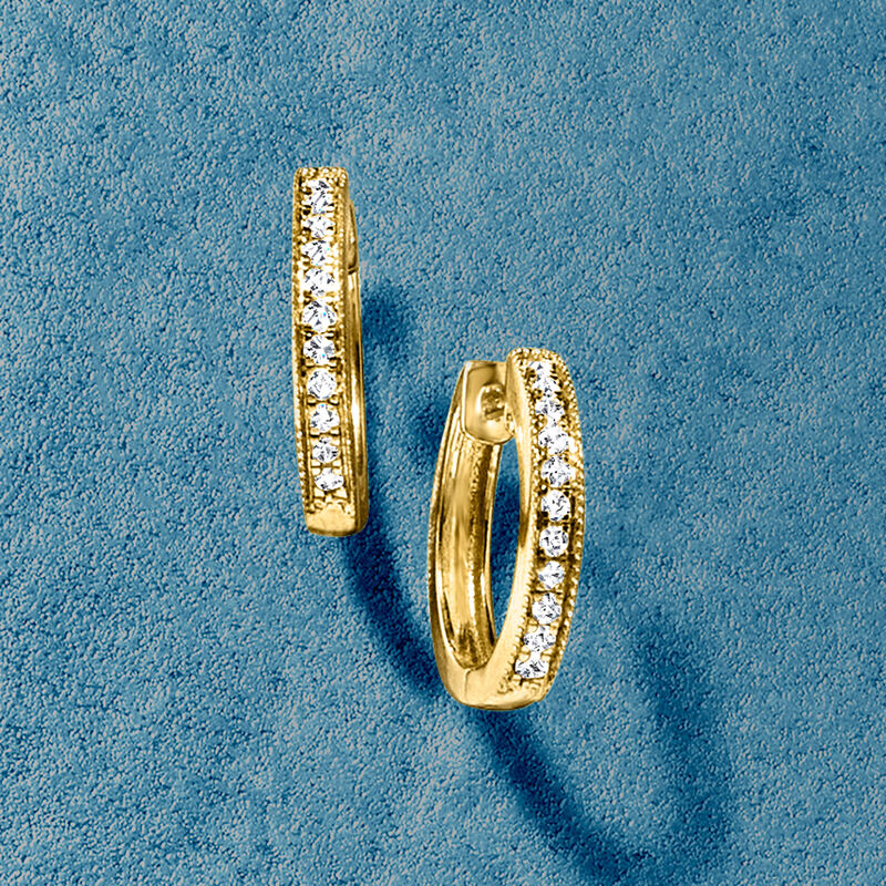 .25 ct. t.w. Diamond Milgrain Hoop Earrings  in 18kt Gold Over Sterling. 1/2&quot; image number 4