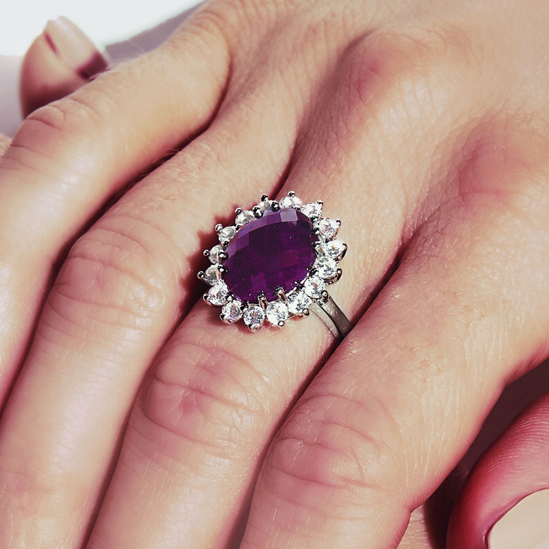5.75 Carat Ruby and 1.20 ct. t.w. White Topaz Ring in Sterling Silver image number 5