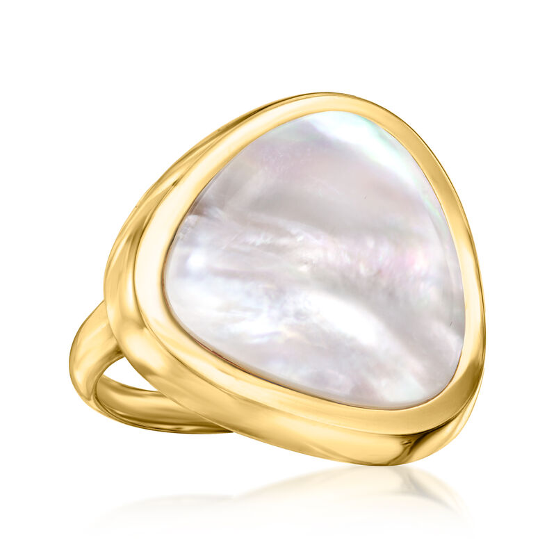 Triangular Mother-of-Pearl Ring in 18kt Gold Over Sterling image number 3