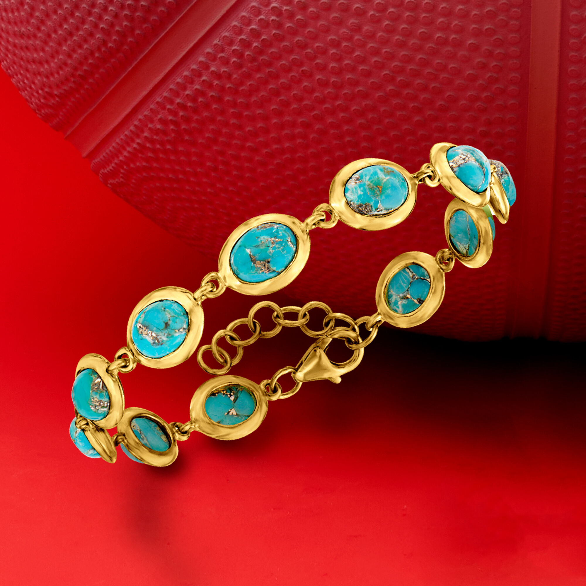 Turquoise Bracelet in 18kt Gold Over Sterling
