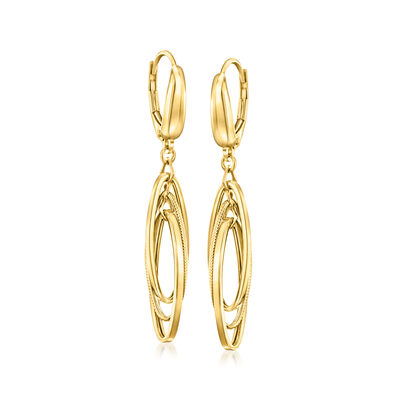 Italian 14kt Yellow Gold Triple-Oval Drop Earrings