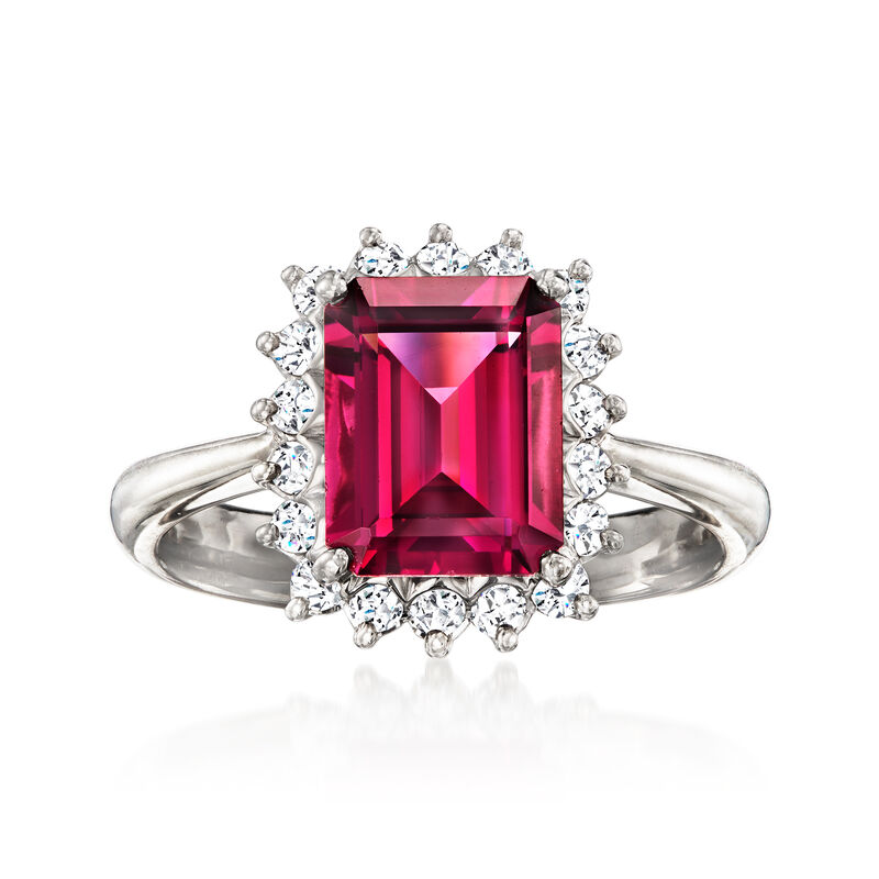 C. 2000 Vintage 2.78 Carat Rhodolite Garnet Ring with .33 ct. t.w. Diamonds in Platinum. Size 6 image number 0