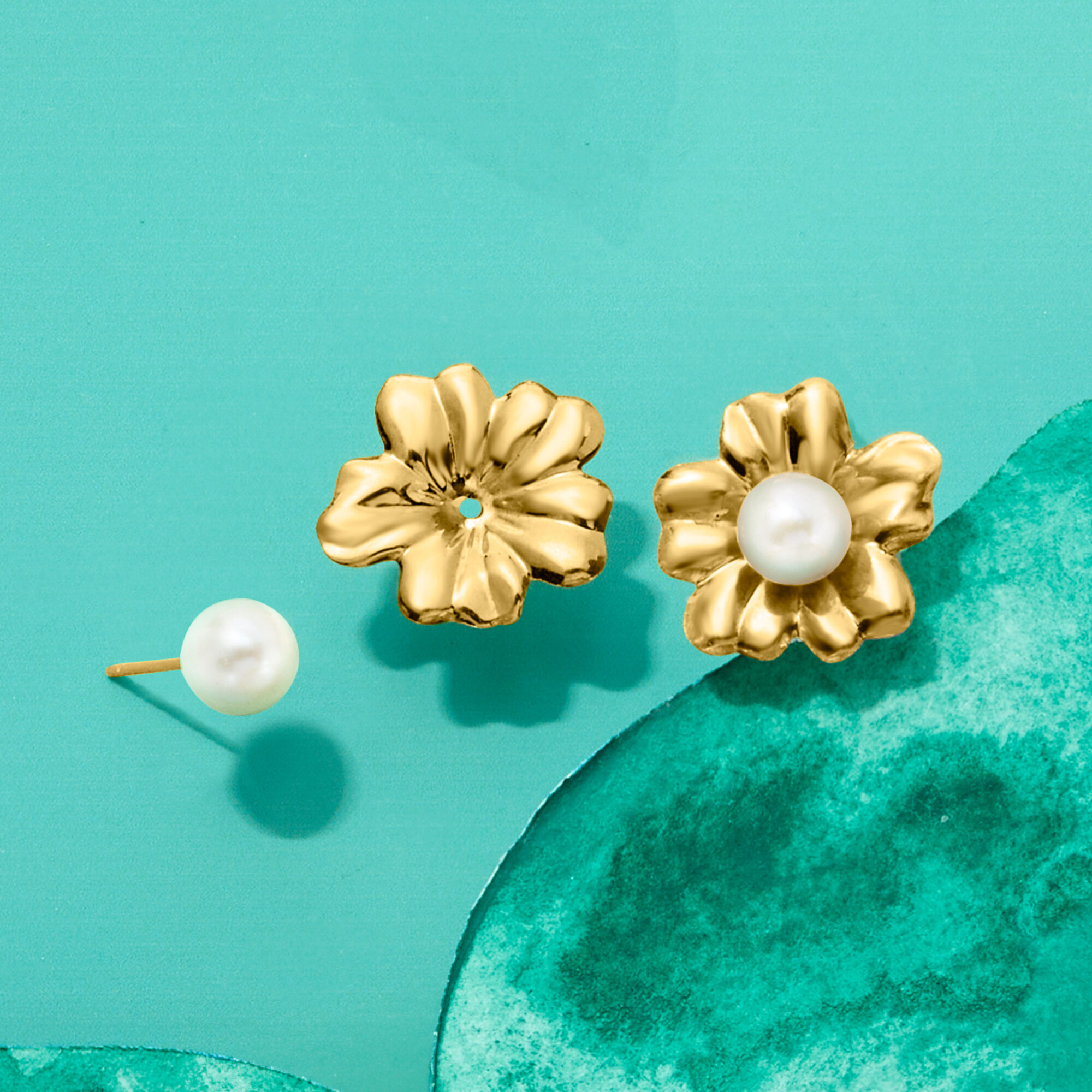 14kt Yellow Gold Flower Petal Earring Jackets