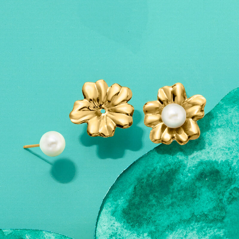 14kt Yellow Gold Flower Petal Earring Jackets image number 6