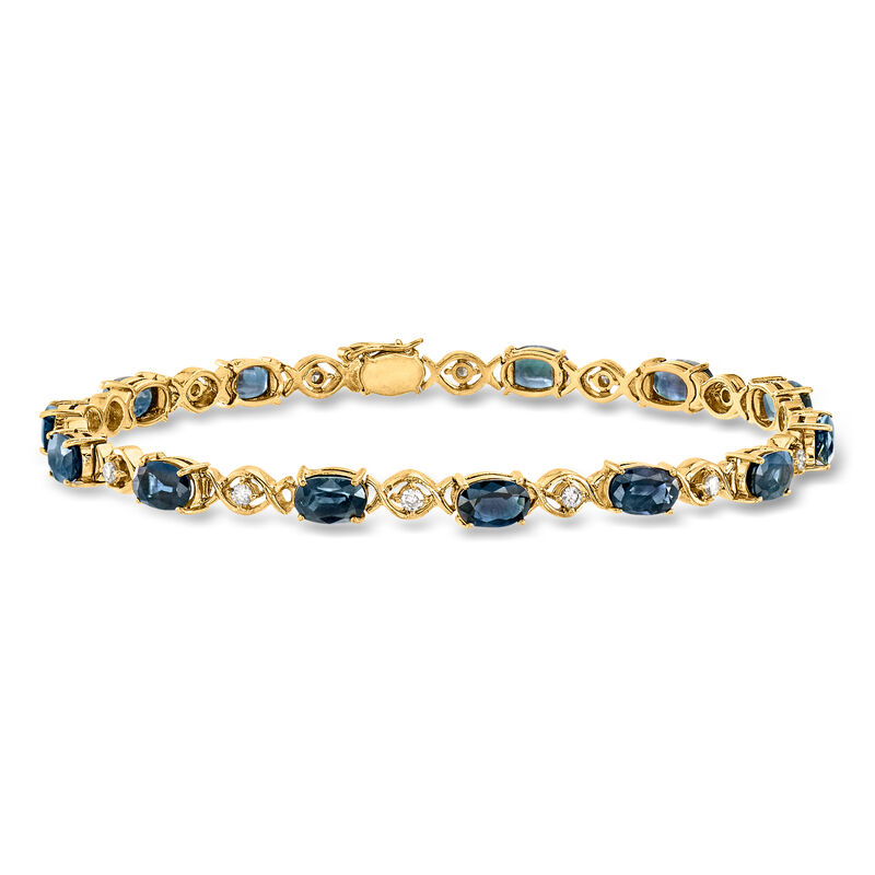 C. 1990 Vintage 7.70 ct. t.w. Sapphire and .40 ct. t.w. Diamond Bracelet in 18kt Yellow Gold. 7" image number 0