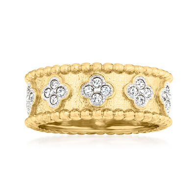 .50 ct. t.w. Diamond Clover Ring in 18kt Gold Over Sterling