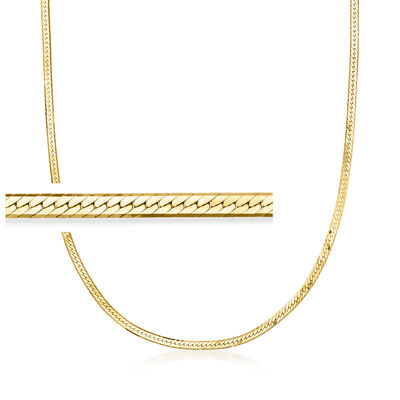 C. 1980 Vintage 2mm 14kt Yellow Gold Herringbone Necklace