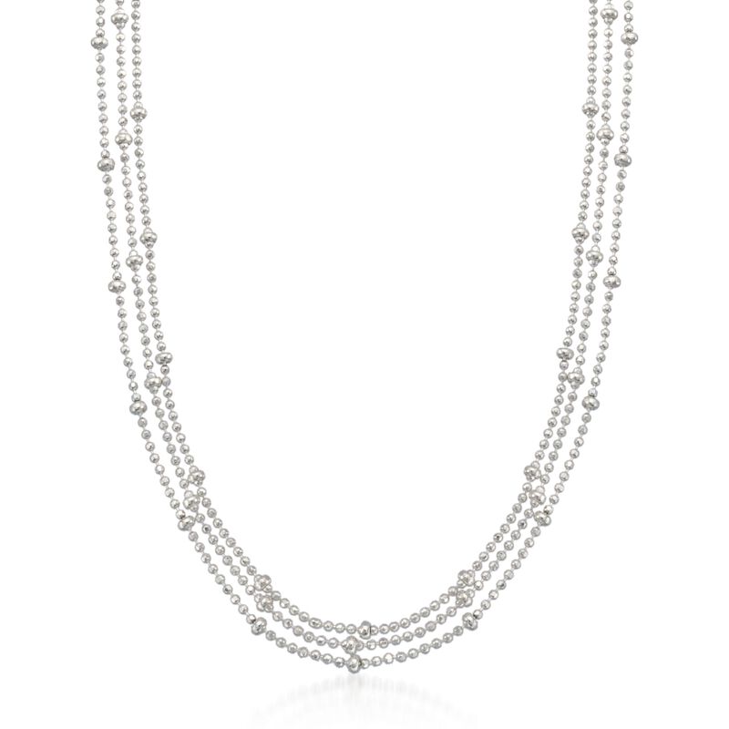 Italian Sterling Silver Three-Strand Bead Chain Necklace image number 0