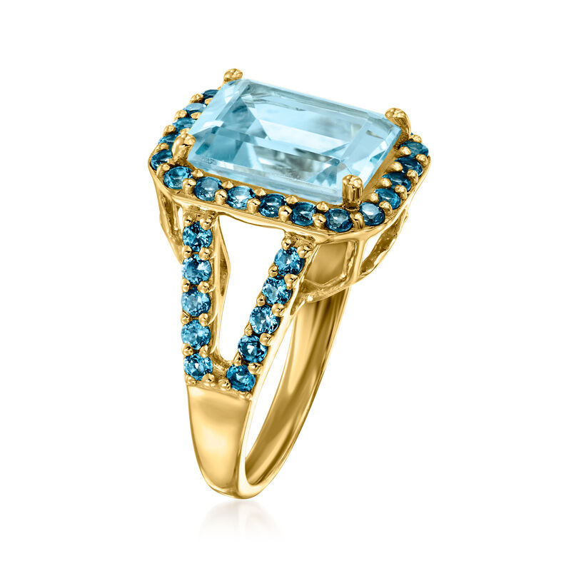 5.25 Carat Sky Blue Topaz and 1.20 ct. t.w. London Blue Topaz Ring in 18kt Gold Over Sterling image number 2