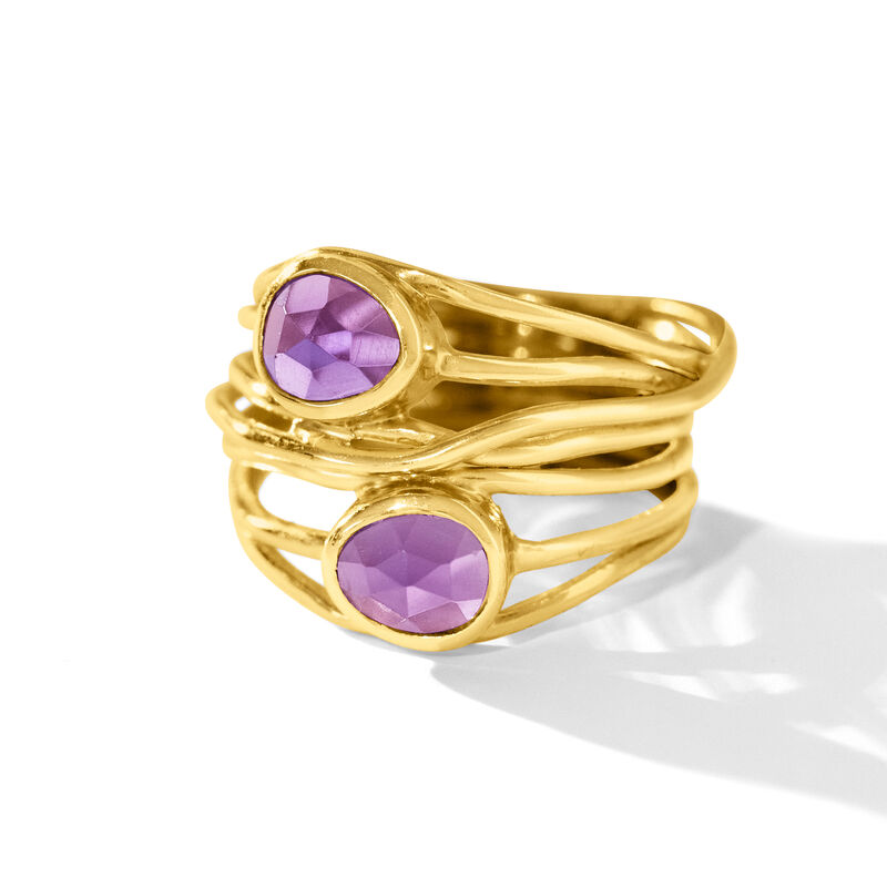 1.30 ct. t.w. Amethyst Highway Ring in 18kt Gold Over Sterling image number 3