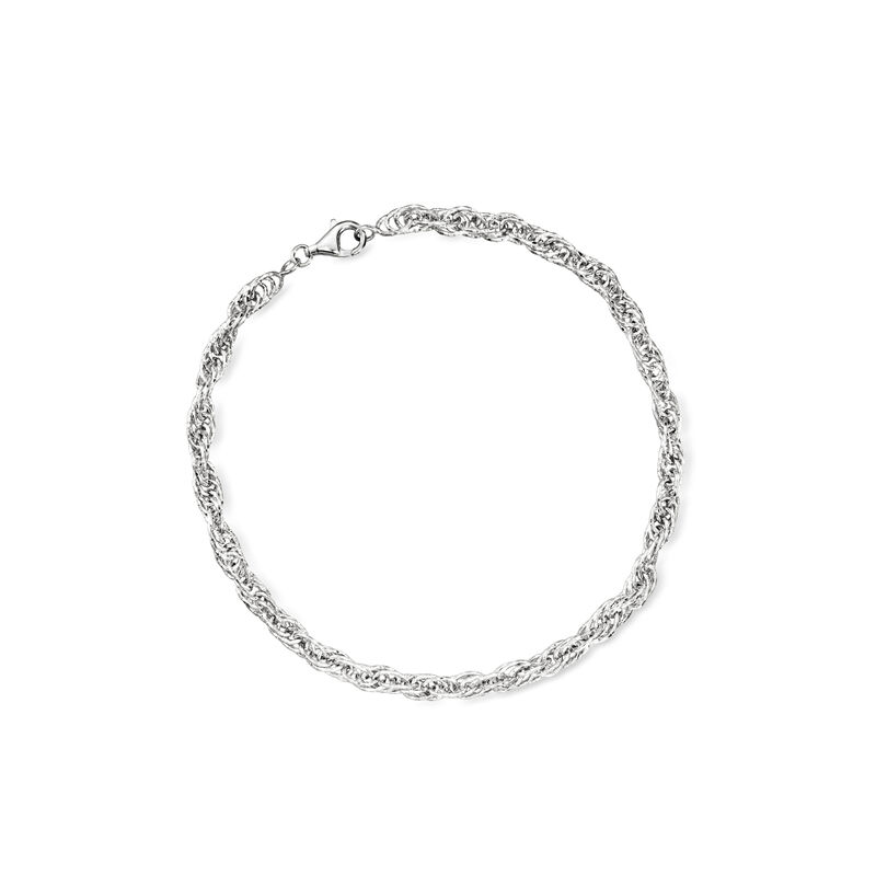 Sterling Silver Singapore-Chain Anklet. 10" image number 0