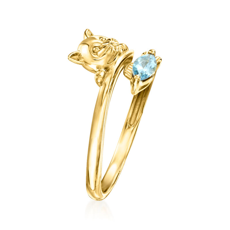 .20 Carat Swiss Blue Topaz Cat and Fish Ring in 18kt Gold Over Sterling image number 2