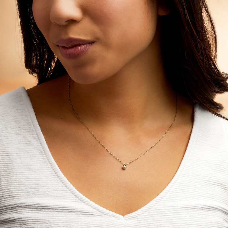 .20 Carat Bezel-Set Diamond Solitaire Necklace in 14kt Yellow Gold image number 3