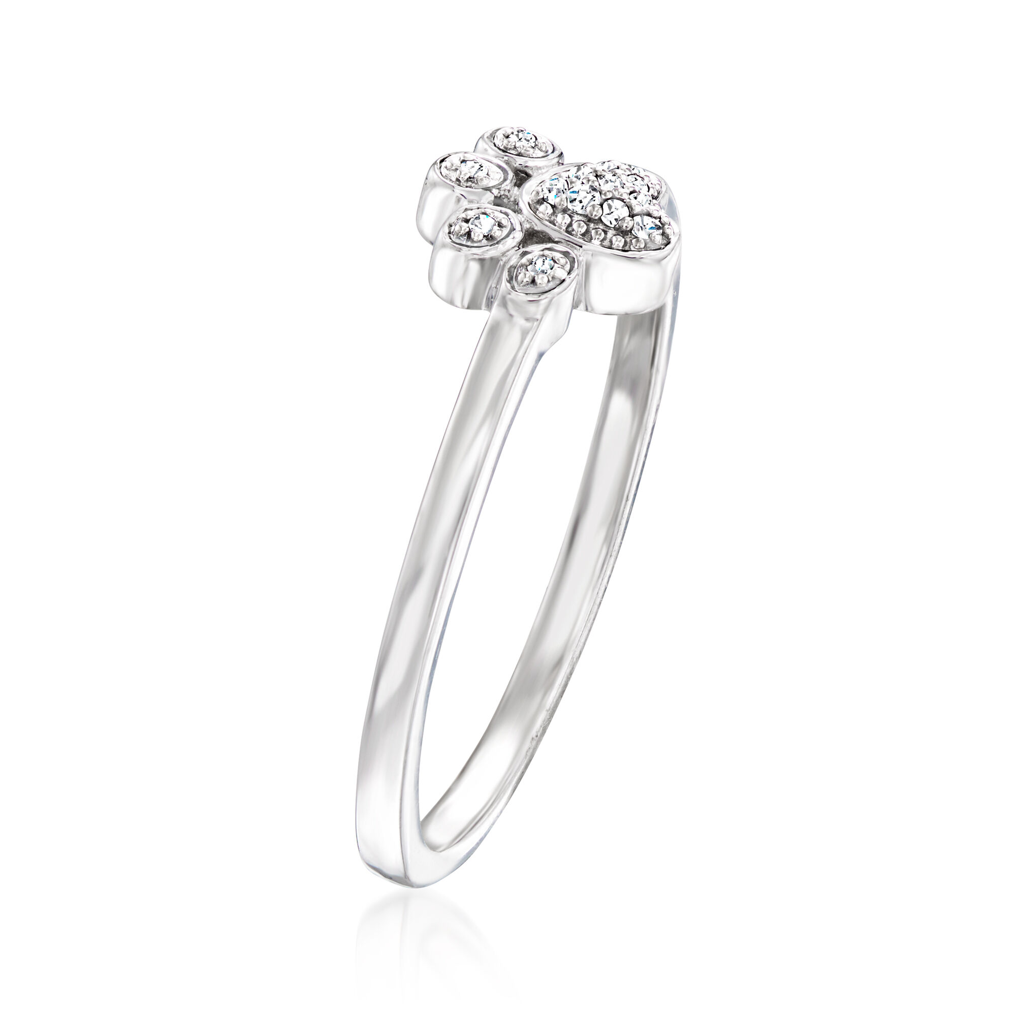 Diamond Paw Print Ring in Sterling Silver | Ross Simons