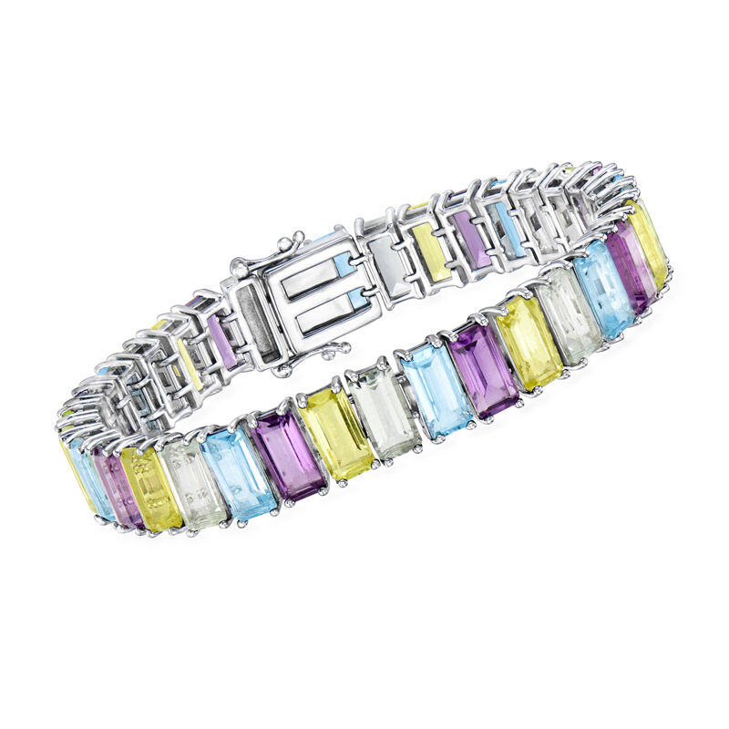 51.00 ct. t.w. Multi-Gemstone Tennis Bracelet in Sterling Silver image number 0