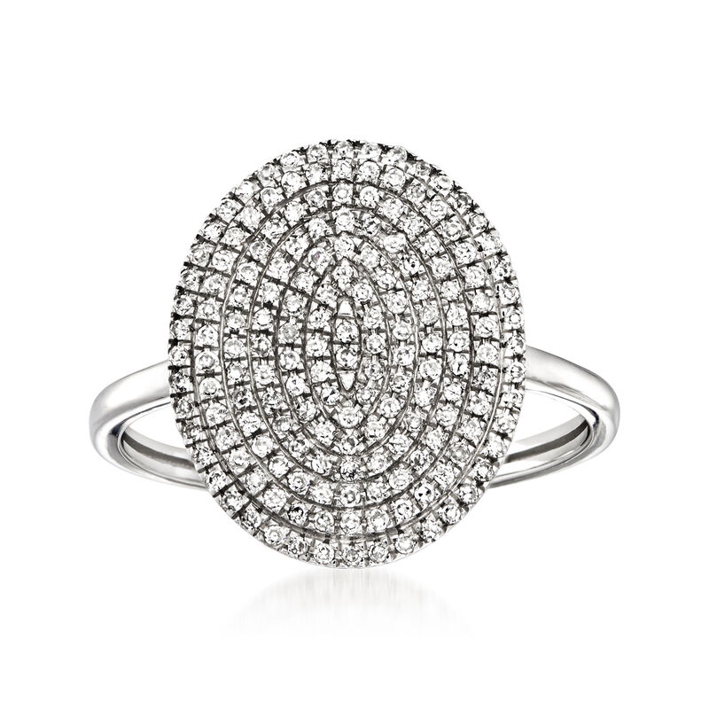 .35 ct. t.w. Pave Diamond Oval Ring in 14kt White Gold image number 0